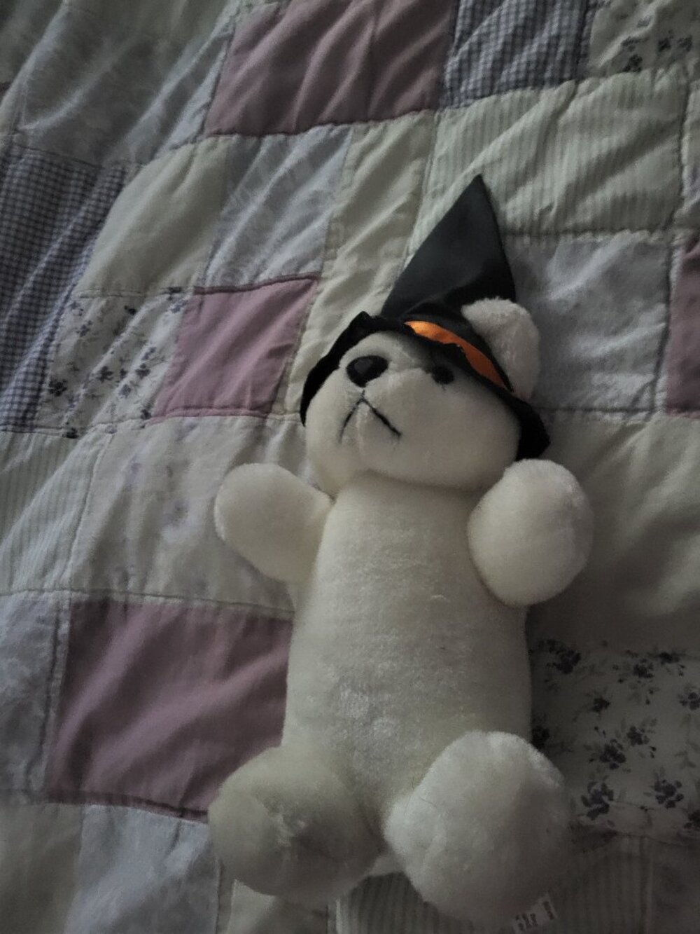 Vintage teddy bear dressed as Halloween